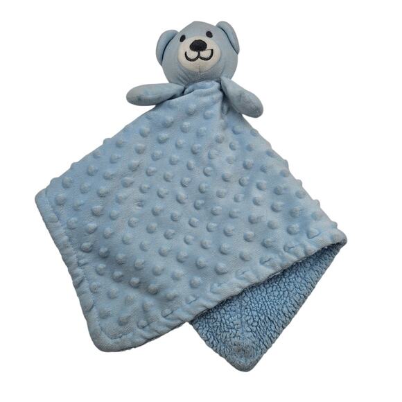 Little Beginnings Blue Teddy Bear Minky Dot Security Blanket Lovey - Picture 1 of 5